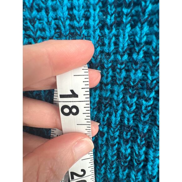 90s Vintage Sweater Womens Small Turquoise Blue Cropped Crew Neck Pullover - Picture 5 of 6